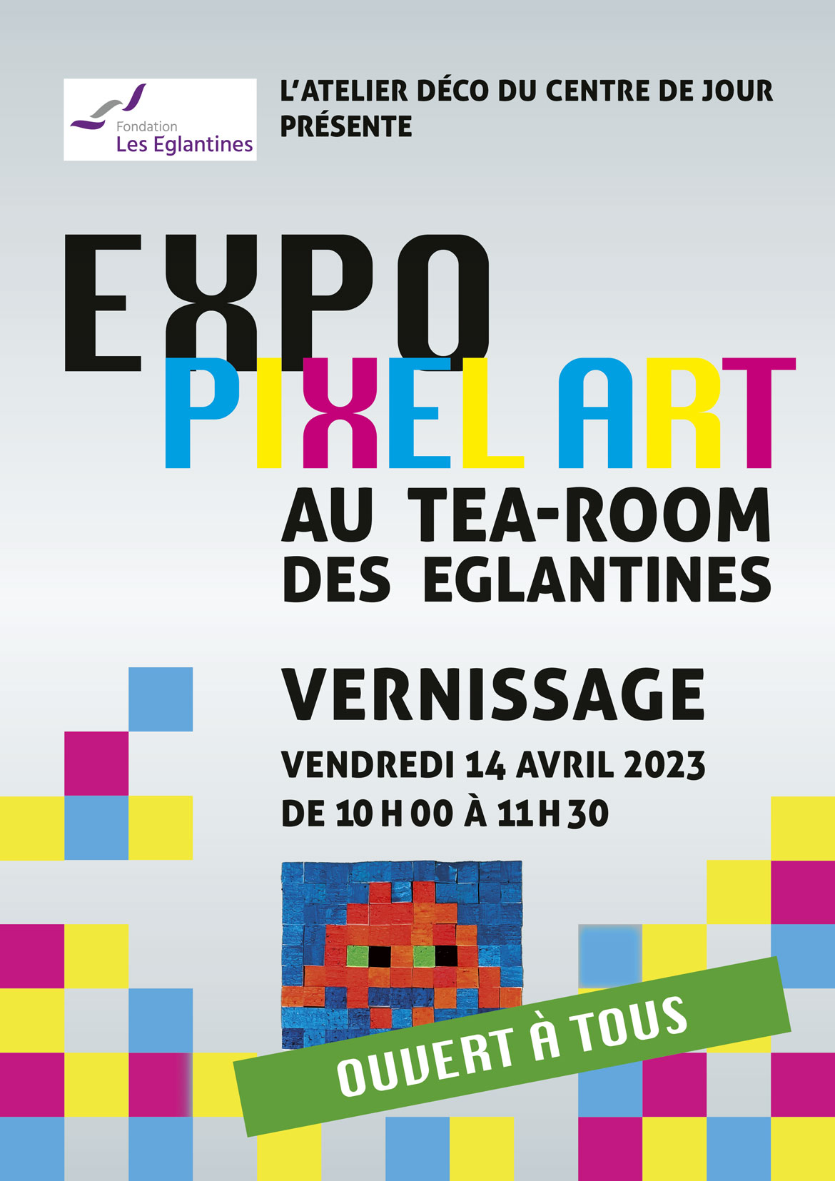 Fondation les Eglantines - Affiche Exposition Pixel Art 2023