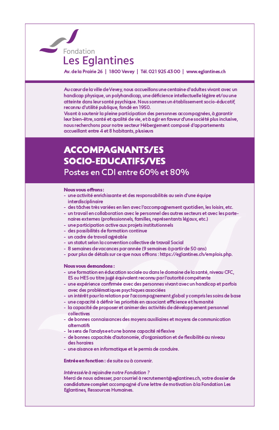 Accompagnant/es socio-éducatifs/ves - Secteur Hébergement Jaman - Postes CDI à 60 % et 80 %